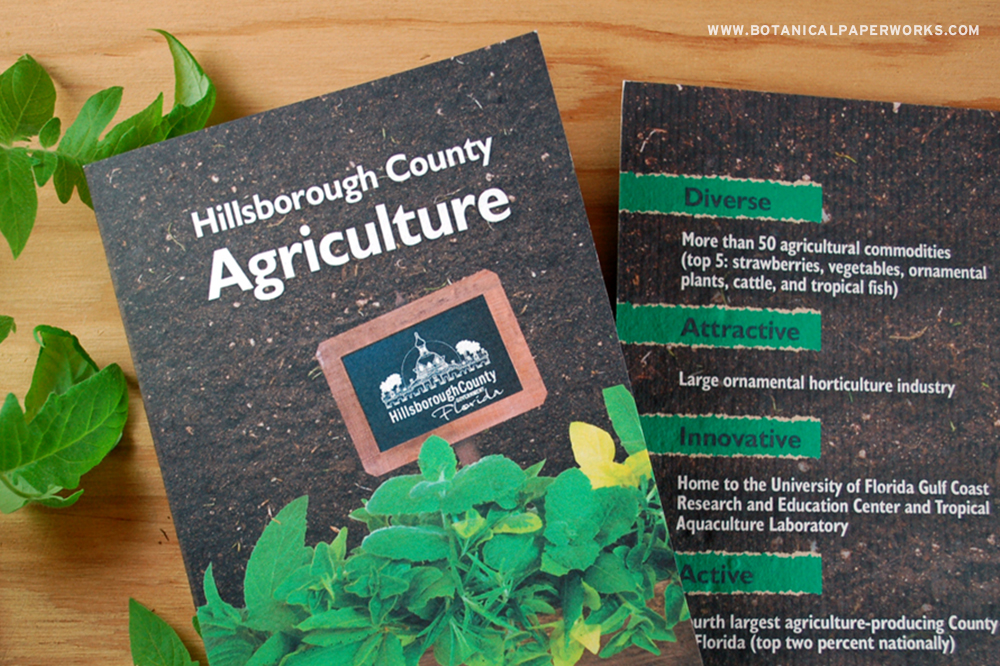 Seed paper brochure with custom seeds for the Agriculture industry.