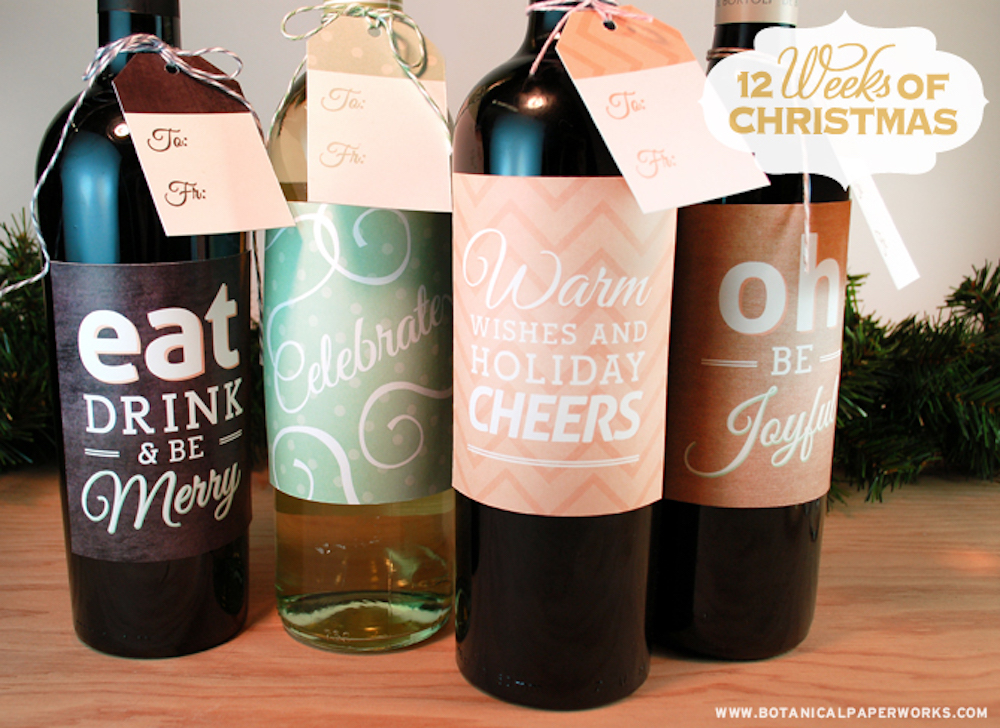{free printable} Holiday Bottle Labels and Gift Tags