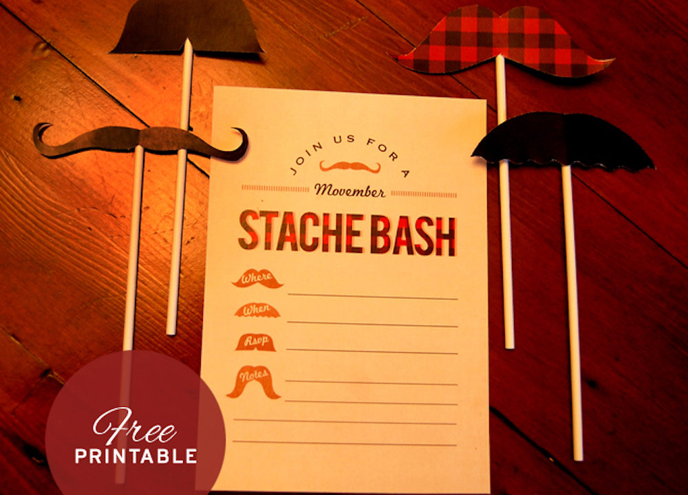 Free Printable Movember Invite And Mustaches