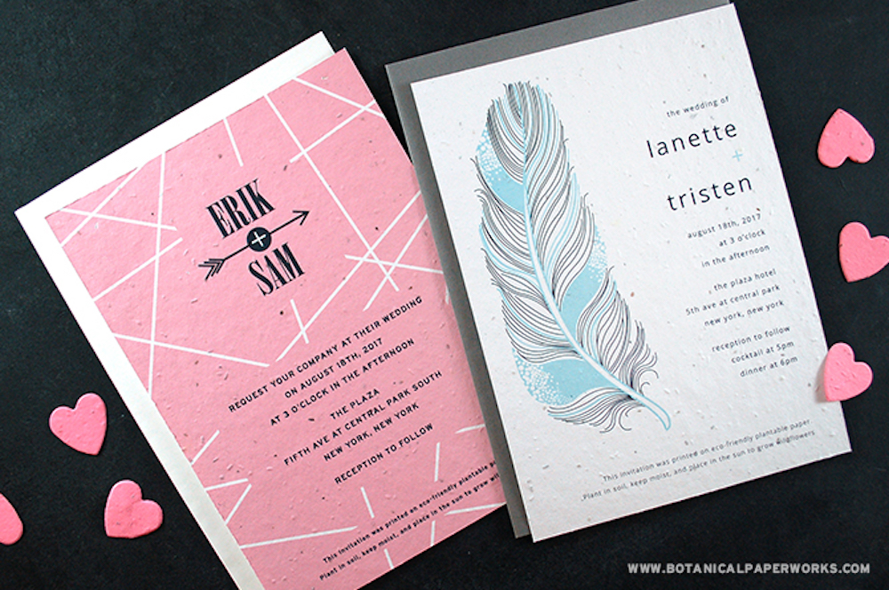 TWO New Chic and Sophisticated Seed Paper Wedding Invitations