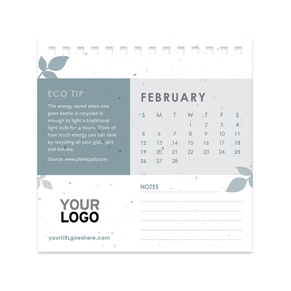 Eco Tips Seed Paper Calendar Page - February
