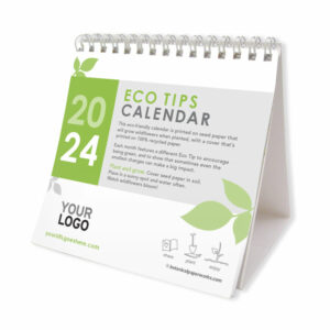 A seed paper calendar for 2024 featuring eco tips on every page.