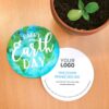A circular globe design with Earth Day message printed on seed paper.