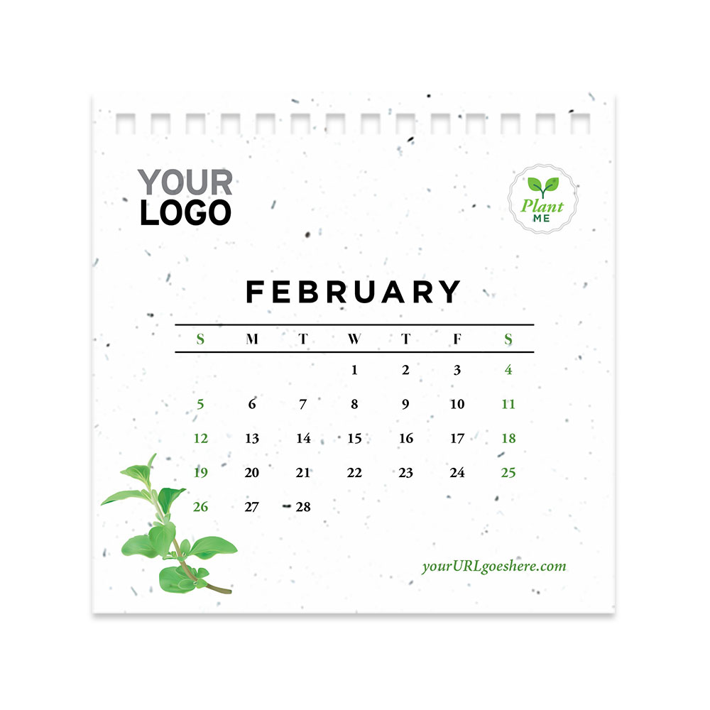 Herb seed paper calendar page - February