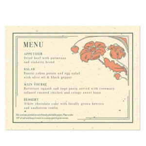 Add a delightful, vintage detail to your place settings and give your guests a wedding favor with these Art Nouveau Plantable Menu Cards that grow carrots.
