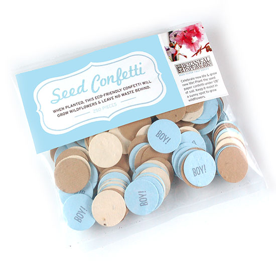 This eco-friendly Baby Boy Plantable Eco Confetti is a fun way to celebrate a new baby boy.