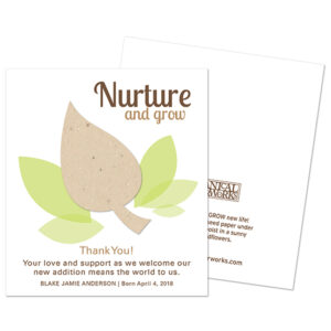 Recipients can plant the leaf on these Nurture & Grow Plantable Baby Shower Favors in celebration and grow colorful wildflowers!
