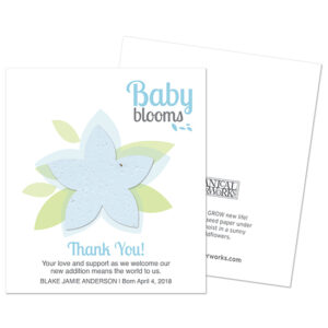 These pretty Modern Baby Blooms Plantable Baby Shower Favors are a lovely way to thank friends and family for their support at a baby shower or to send in the mail as a birth announcement or a thank you