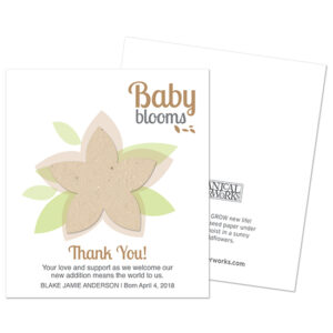 These pretty Modern Baby Blooms Plantable Baby Shower Favors are a lovely way to thank friends and family for their support at a baby shower or to send in the mail as a birth announcement or a thank you