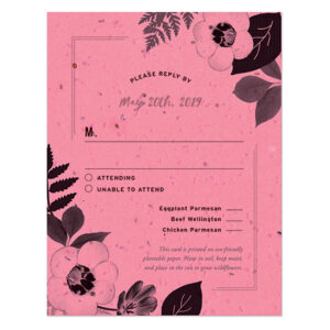 These elegant Black & White Blooms Plantable Reply Cards feature a tasteful botanical design printed on seed paper and grow wildflowers when planted.