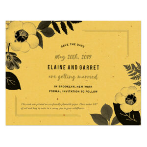 Each of these Black & White Blooms Plantable Save The Date Cards is embedded with seeds so that they can be planted after.