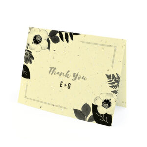 Elegant with a natural and organic feeling, these sophisticated Black & White Blooms Plantable Thank You Cards are a beautiful way to show gratitude without producing waste.