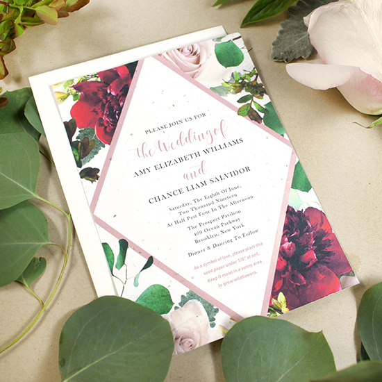 Bursting with beautiful blooms, these Beautiful Blooms Plantable Wedding Invitations are an eco-friendly choice that will wow your guests in more ways than one.