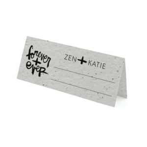 These modern and fun Brush Script Plantable Place Cards feature bold brush script typography by artist Kal Barteski, and can even double as wedding favors because they are made with seed paper that grows.