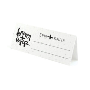 These modern and fun Brush Script Plantable Place Cards feature bold brush script typography by artist Kal Barteski, and can even double as wedding favors because they are made with seed paper that grows.