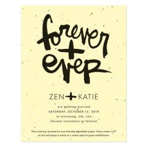 Invite your guests to save the date for your wedding in style with these fun Brush Script Plantable Save The Date Cards that feature brush script artwork by artist Kal Barteski.