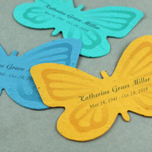 These Personalized Seed Paper Memorial Butterflies can be distributed at a service so friends and family of the departed can take them home to plant in a special place as a private moment of reflection.