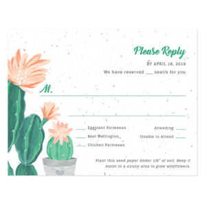 These Blooming Cactus Seed Paper Reply Cards will honor the planet by reducing waste.