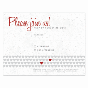 Two hearts plantable reply cards