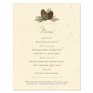 Pinecone plantable menu cards