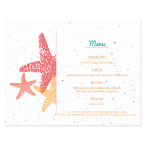 Plantable starfish menu cards