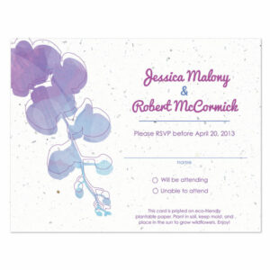 Plantable watercolor orchids reply cards
