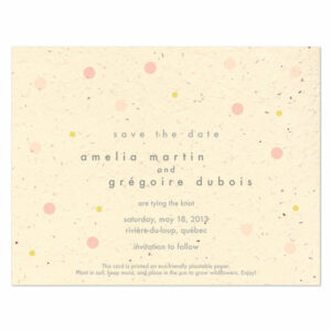 Plantable polka dots save the date cards