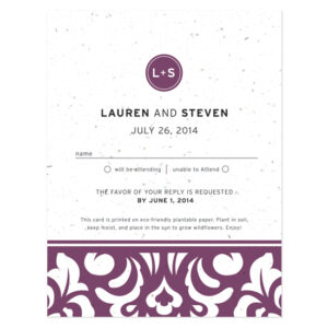Plantable Modern Damask Reply Cards