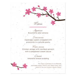 Cherry Blossom Plantable Menu Cards