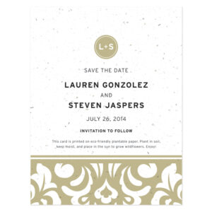 Plantable Modern Damask Save The Date Cards