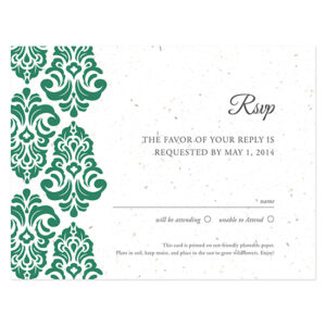 Plantable Classic Damask Reply Cards