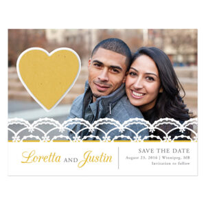 Lace Seed Paper Heart Save The Date Cards