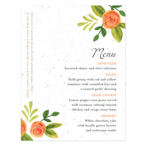 Watercolor Roses Plantable Menu Cards