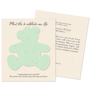 Plantable seed teddy green baby shower favors