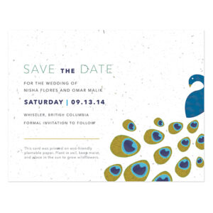 Peacock Seed Paper Save The Date Cards