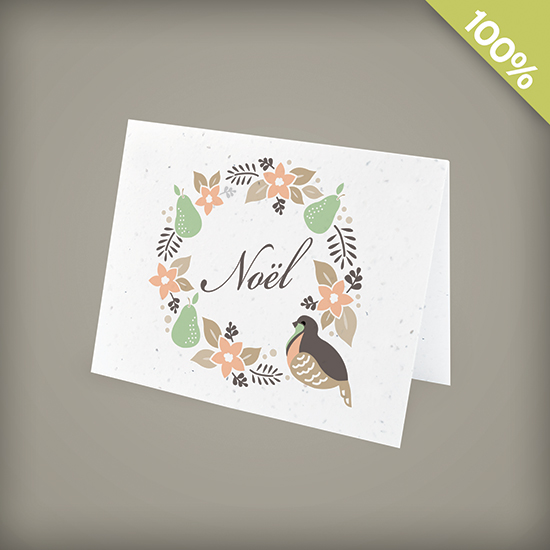 French Partridge Wreath Corporate Holiday Cards