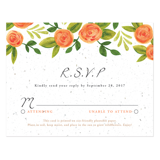 Watercolor Roses Plantable Reply Cards