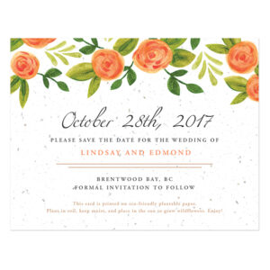 Watercolor Roses Plantable Save The Date Cards