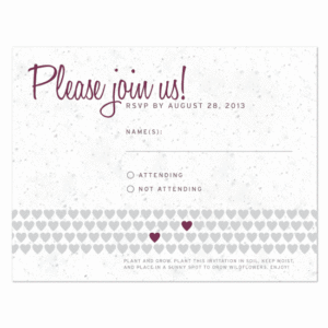 Two hearts plantable reply cards