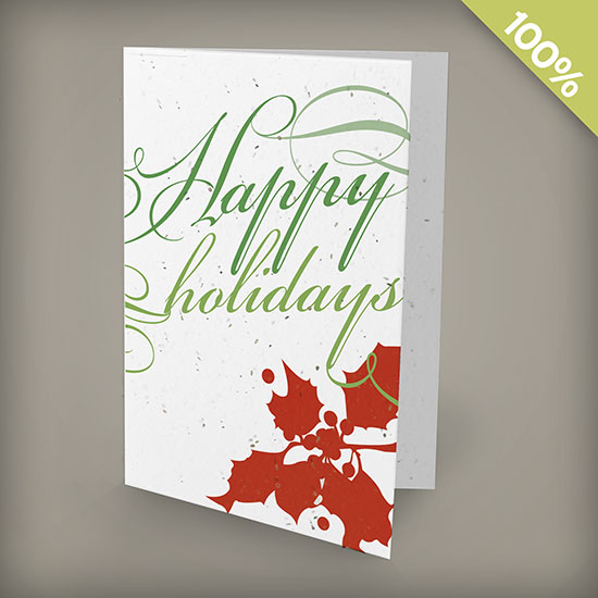 Holly Happy Holidays plantable personalized Christmas cards