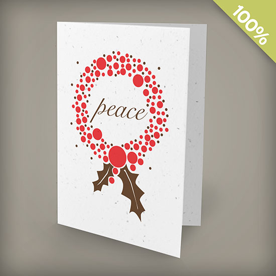 Peace wreath plantable personalized christmas cards