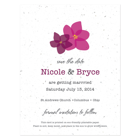 Fresh Flowers Plantable Save The Date Cards: Modern Duo