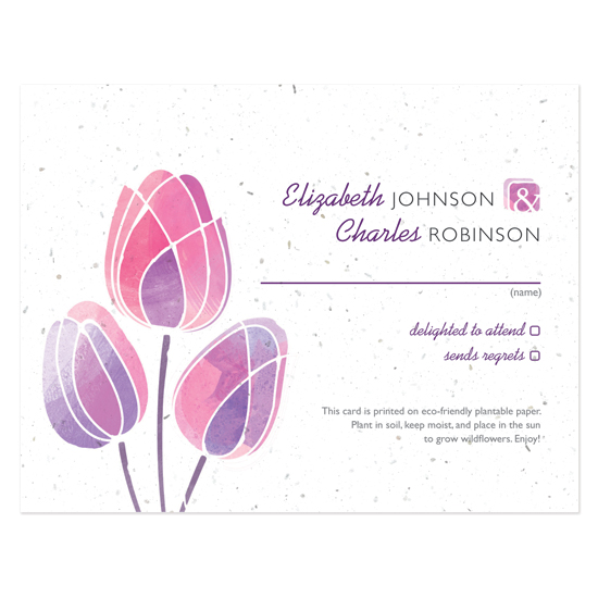 Watercolor Tulips Plantable Reply Cards