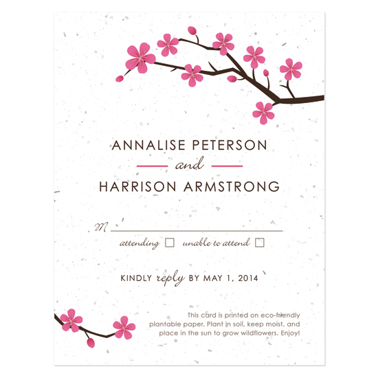 Plantable Cherry Blossom Reply Cards