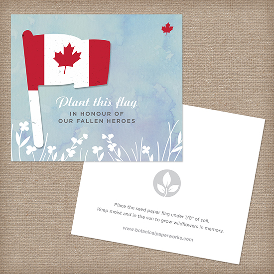 Patriotic and symbolic, these Canadian Seed Paper Flag Veteran Memorial Cards were made special for veterans.