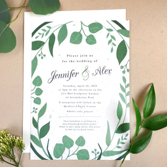 Elegant and graceful, the Classic Greenery Plantable Wedding Invitations embrace organic details for a fresh and natural feeling.