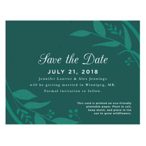 Perfect for eco-friendly wedding, these plantable save-the-date cards will announce your elegant and natural wedding in a waste-free way.