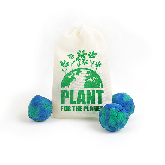 Get noticed this Earth Day with these Earth Day Seed Bombs Muslin Bag 3 that include 3 seed bombs packed with NON-GMO seeds that will help grow habitats for important pollinators.