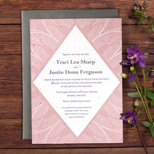 These eco-friendly Elegant Lines Seed Paper Wedding Invitations are printed on seed paper embedded with NON-GMO seeds that grow beautiful plants instead of leaving waste behind.
