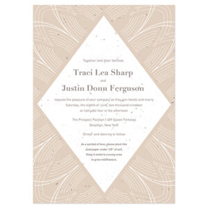These eco-friendly Elegant Lines Seed Paper Wedding Invitations are printed on seed paper embedded with NON-GMO seeds that grow beautiful plants instead of leaving waste behind.